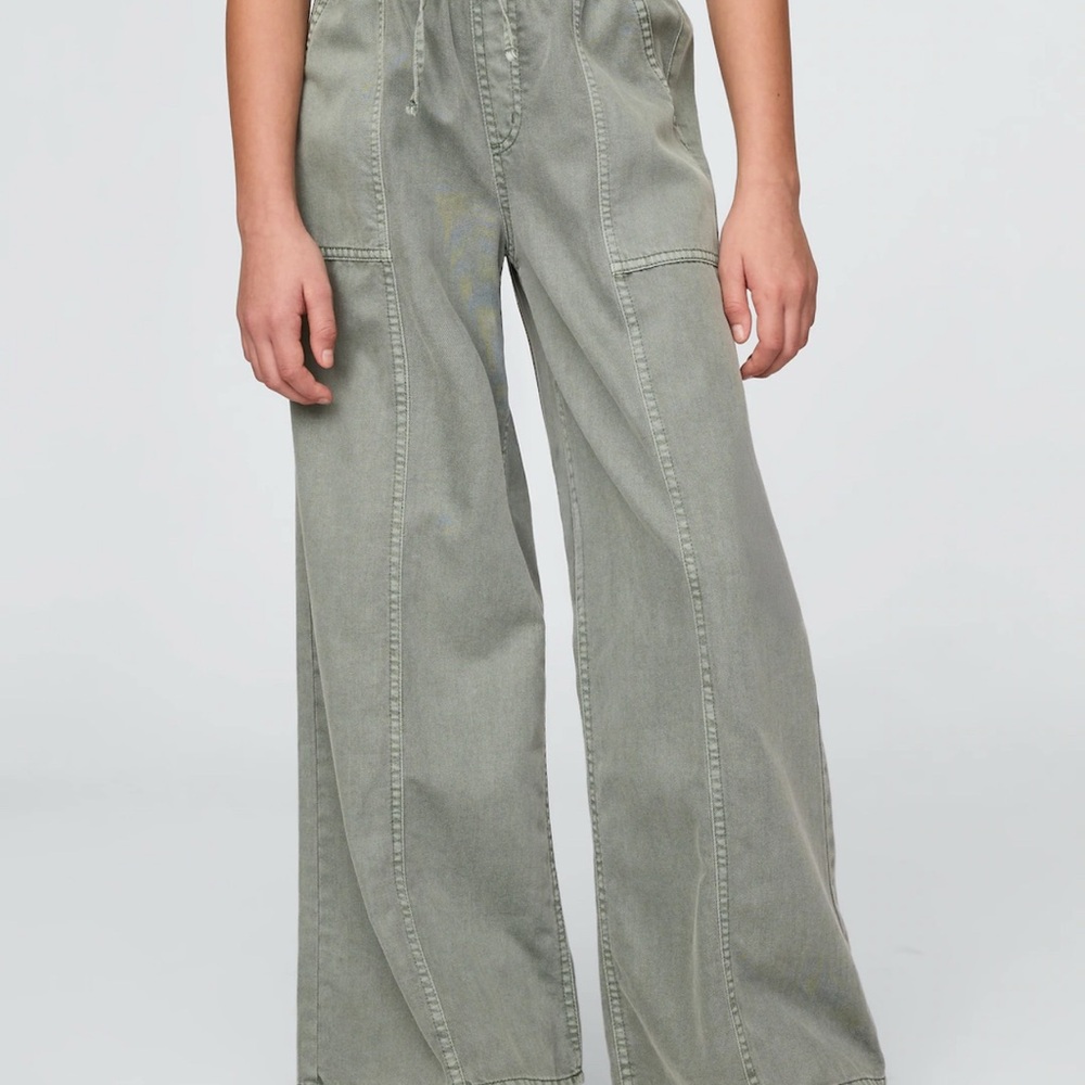 GAP Kids UltraSoft Twill Baggy Green Casual Wide-Leg Pants